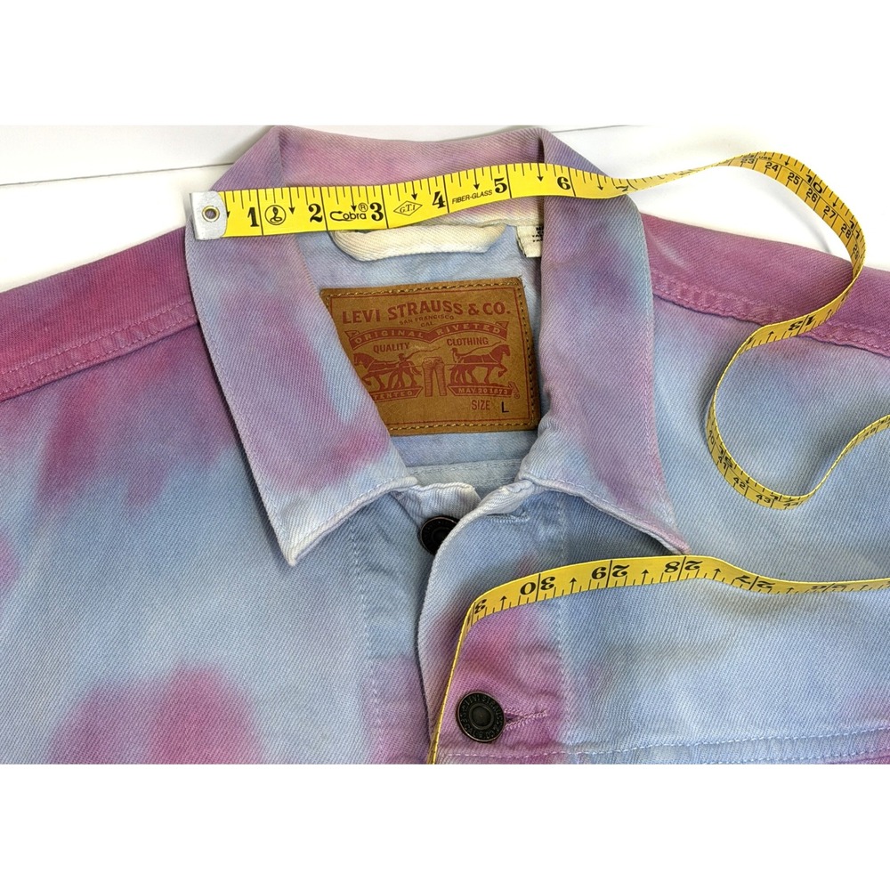 Levi's Men Tie Dye Trucker Jacket Pastel Denim Large L Dead Head Lover - Picture 7 of 11